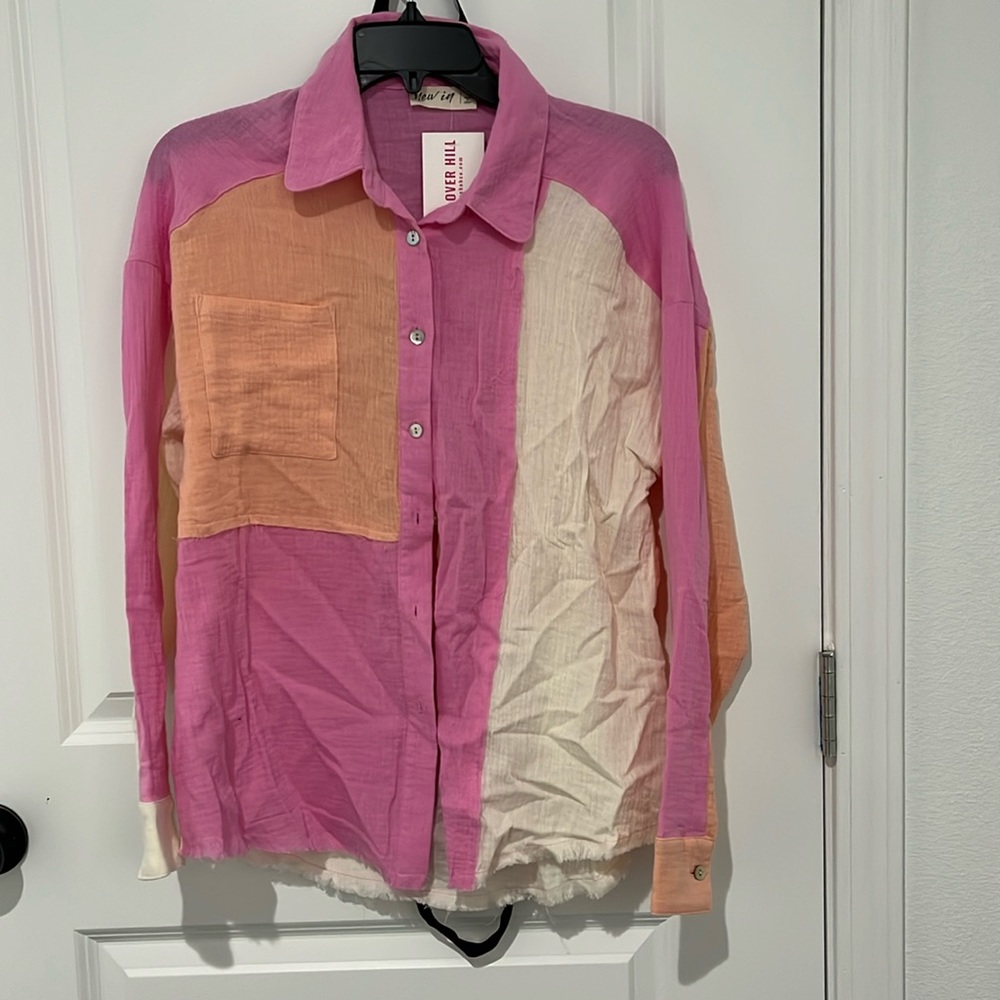 Color block button up